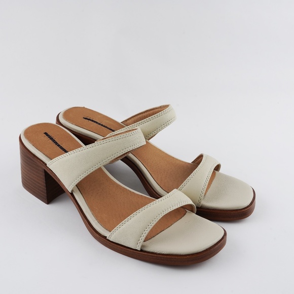 New MADEWELL The Saige Double-Strap Sandal in Leather in Pale Oyster - Picture 3 of 8